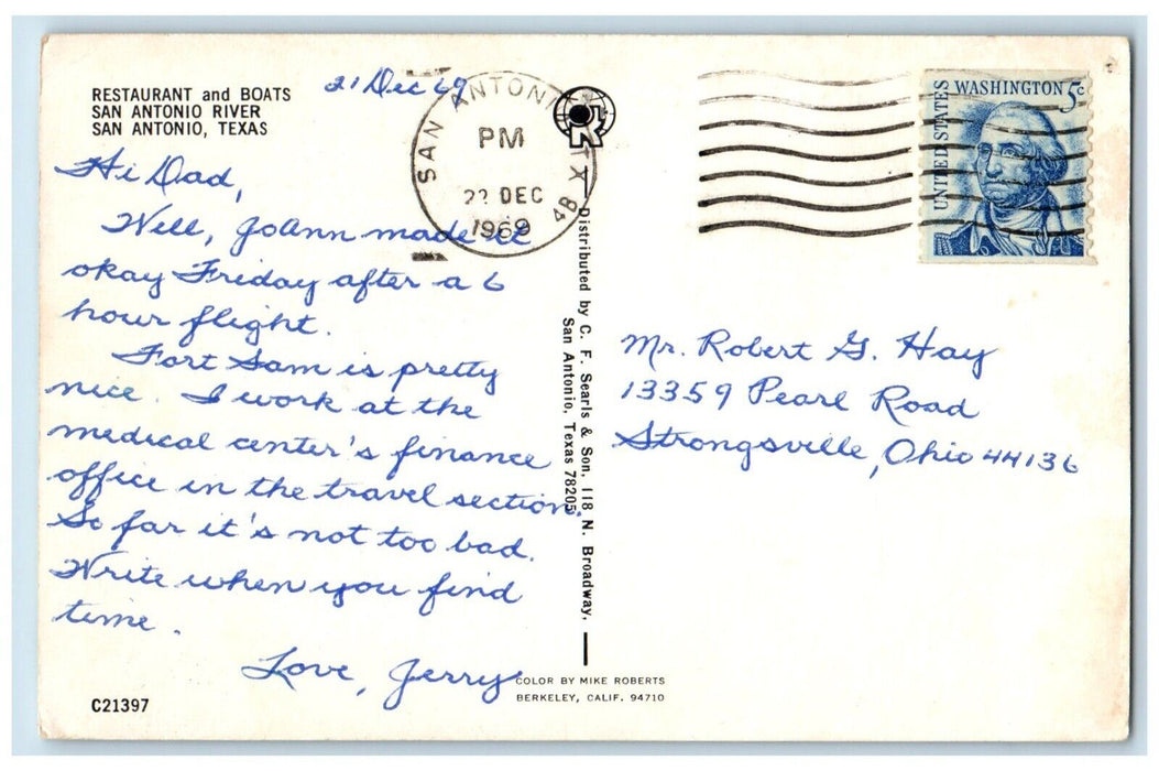 1969 Restaurant Boats Exterior Bridge Lake San Antonio River Texas TX Postcard