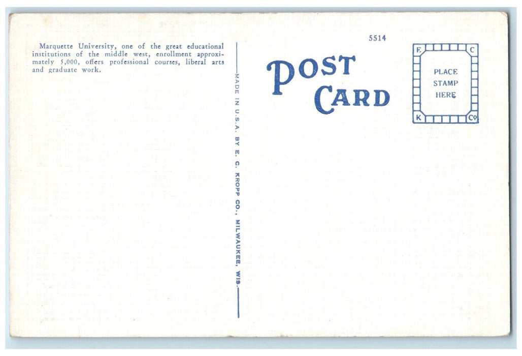 1940 Marquette University Exterior School Milwaukee Wisconsin Multiview Postcard