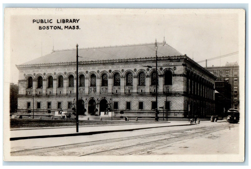 c1910's Public Library Building Boston Massachusetts MA RPPC Photo Postcard