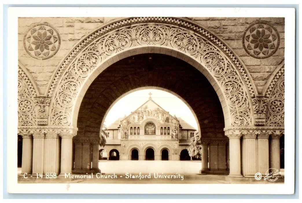 c1940's Memorial Church Stanford University California CA RPPC Photo Postcard