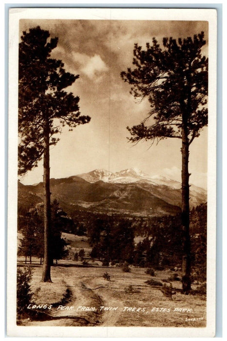 c1910's Longs Peak From Twin Trees Estes Park Colorado CO RPPC Photo Postcard