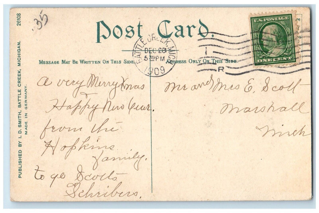 1909 Kalamazoo River Valley Lake Trees Field Battle Creek Michigan MI Postcard