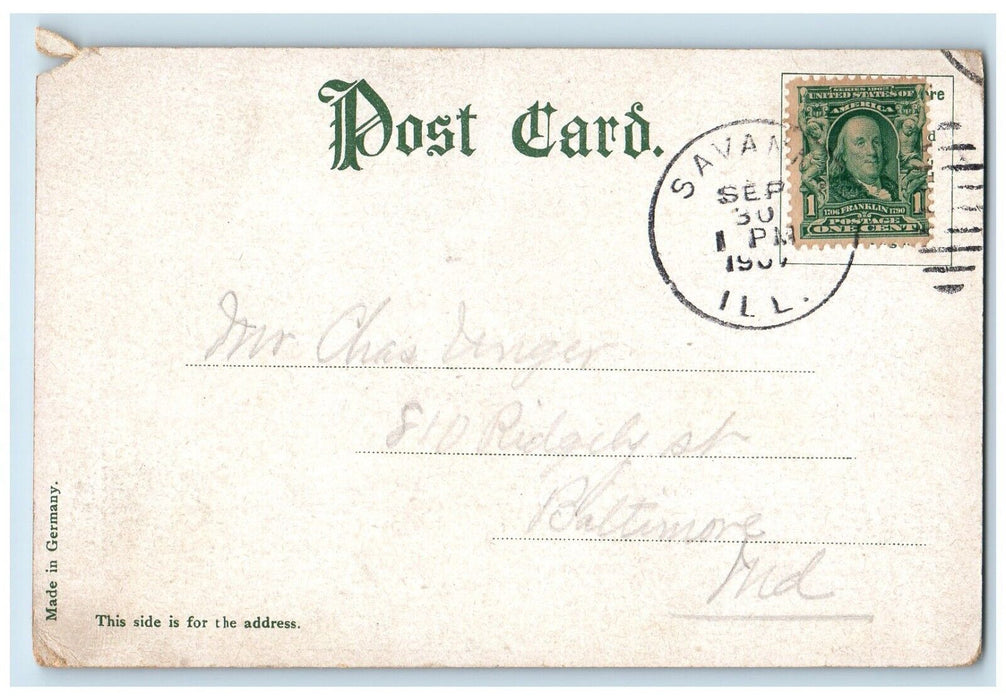 1907 Scenic View Indian Head Savannah Illinois Vintage Antique Posted Postcard