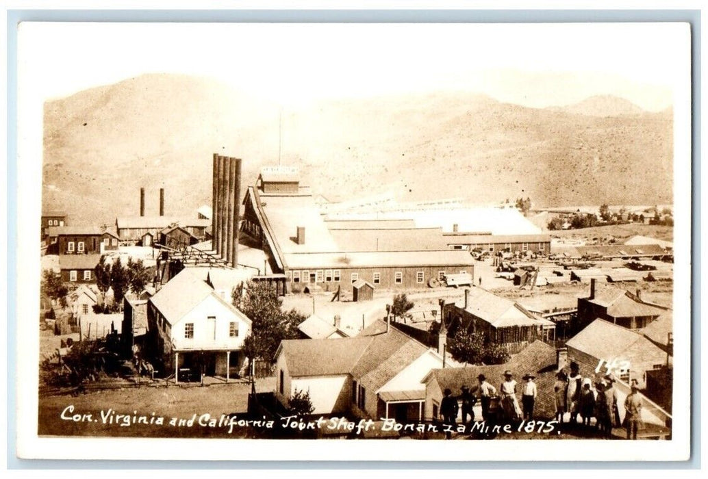 c1940's Comstock Virginia City & California Shaft Bonanza Mine NV RPPC Postcard