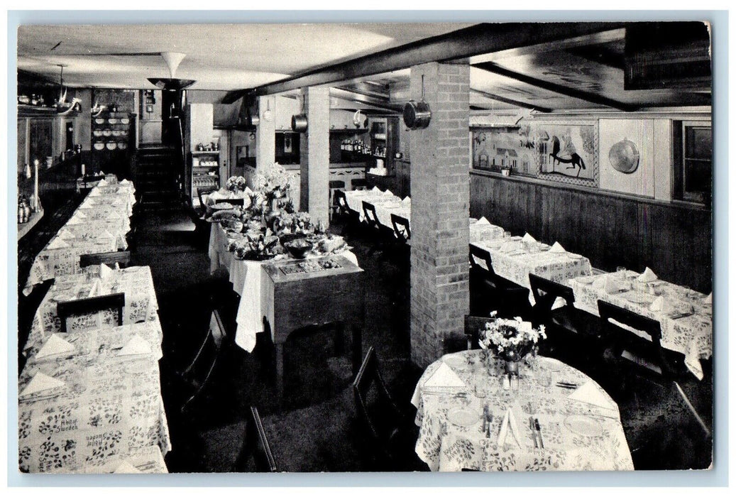 c1940 Interior Dining Room Bit Sweden Chicago Illinois Vintage Antique Postcard
