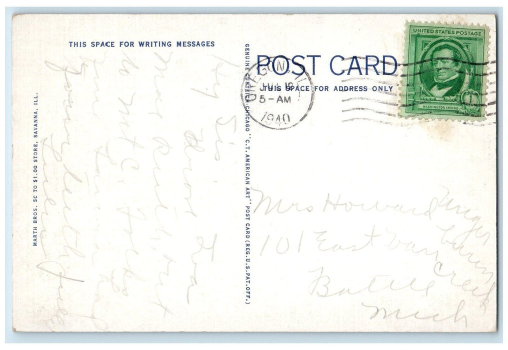 c1940 Island Mississippi Palisades State Park Savanna Illinois Antique Postcard