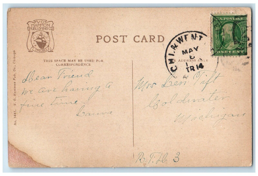 1909 Night Scene Moonlight Jackson Park Moon Chicago Illinois Vintage Postcard