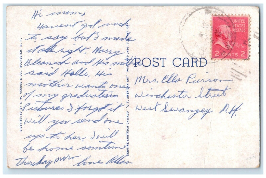 c1930's View Of Old Stone Bridge Rochester New Hampshire NH Vintage Postcard