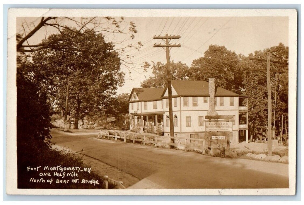 c1920s Old Oak Restaurant Bear Mt. Bridge Fort Montgomery NY RPPC Photo Postcard