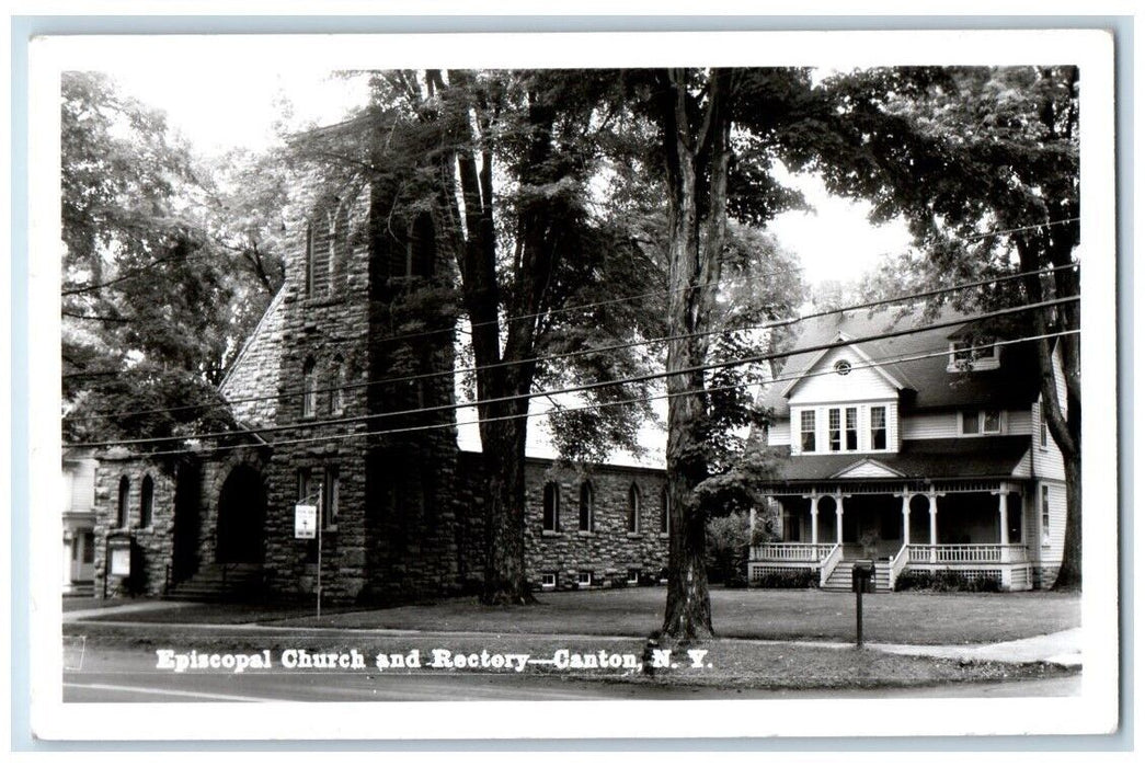 1963 Episcopal Church And Rectory View Canton NY RPPC Photo Posted Postcard