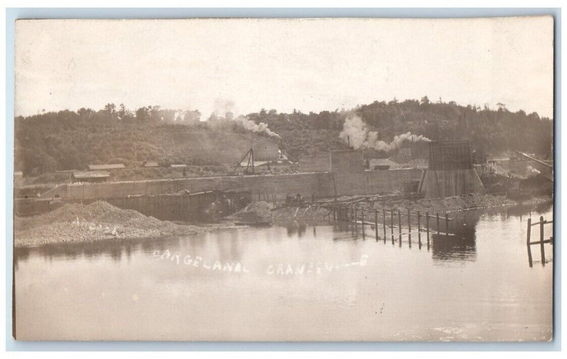 1909 Mohawk River Barge Canal Constuction Cranesville NY RPPC Photo Postcard