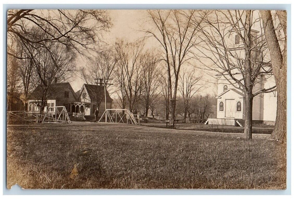 1914 Church Bridge Residence View Auburn New York NY RPPC Photo Postcard