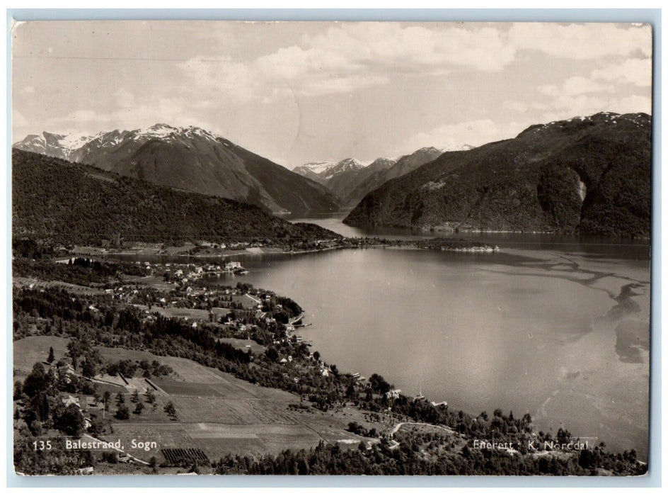 c1940's Mountains River in Balestrand Sogn og Fjordane County Norway Postcard