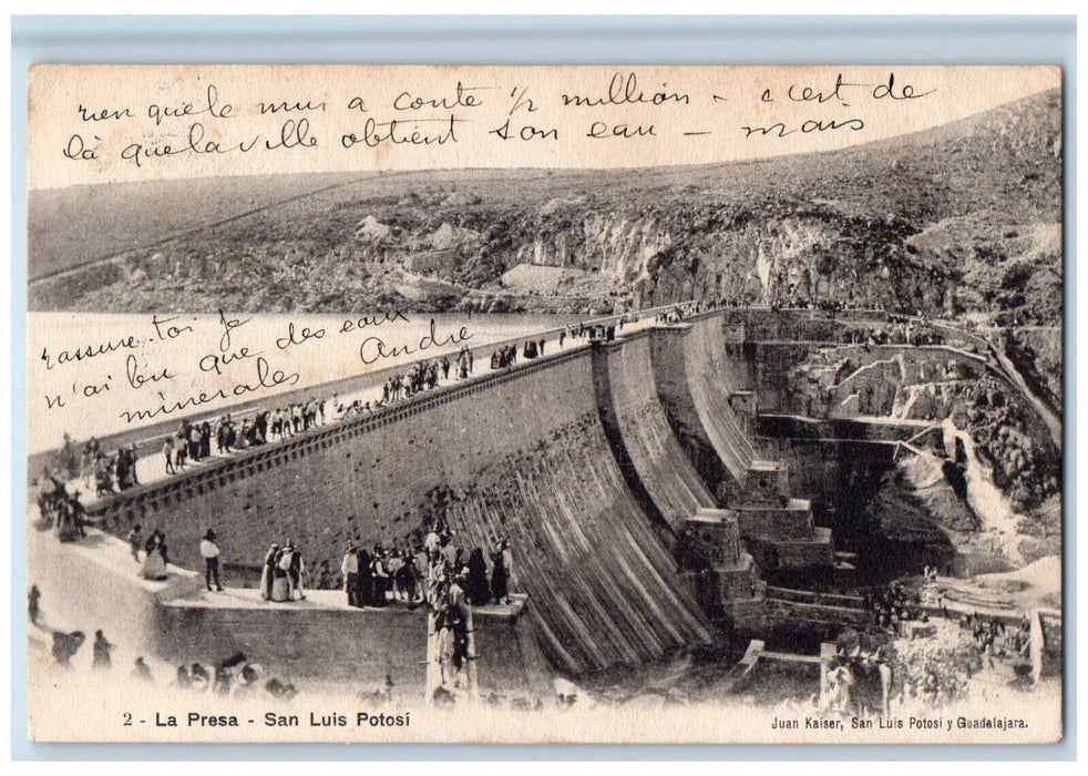 c1905 Crowd Viewing of La Presa San Luis Potosi Mexico Antique Posted Postcard