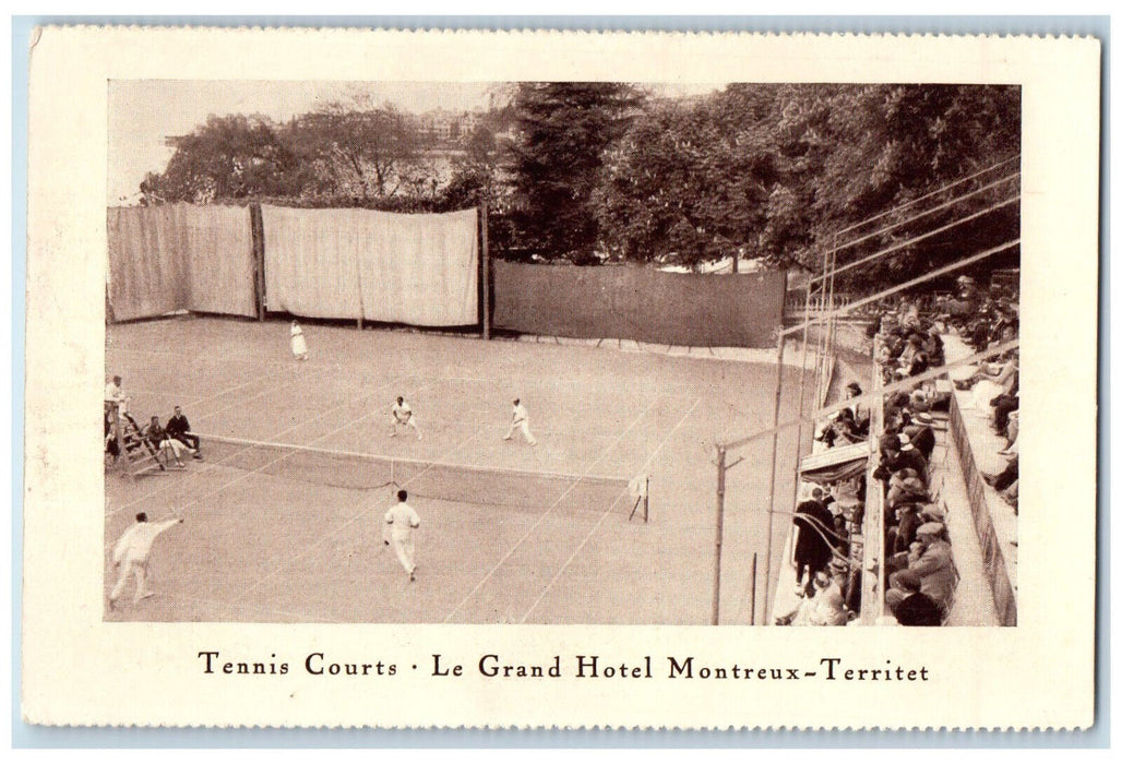 1989 Tennis Courts Le Grand Hotel Montreux Territet Switzerland Postcard
