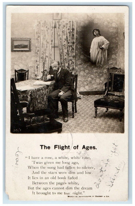 1905 Couple Romance The Flight Of Ages Poem Hudson NY Posted RPPC Photo Postcard