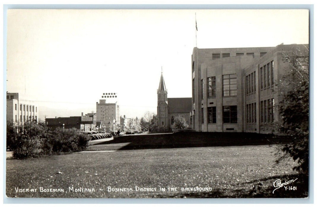 c1940's Vista Bozeman Montana Business District Cars Vintage RPPC Photo Postcard