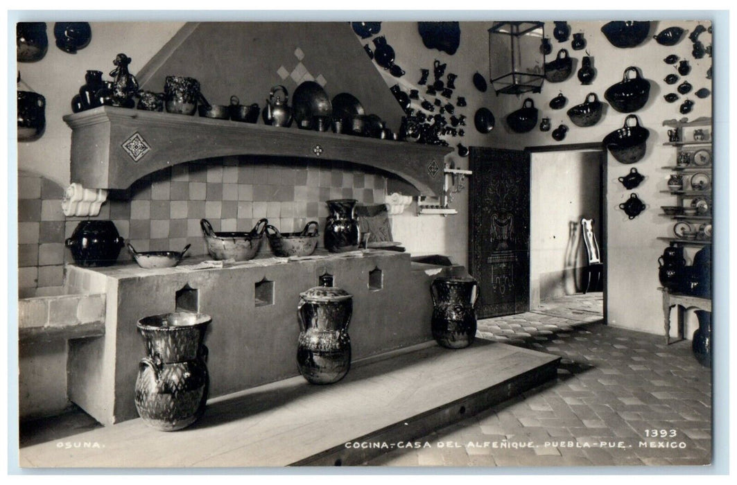 Cocina Casa Del Alfenique Puebla Pue Mexico, Interview View RPPC Photo Postcard