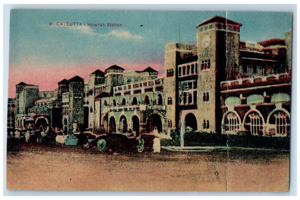 1928 Building of Howrah Station Calcutta India Vintage Posted Postcard