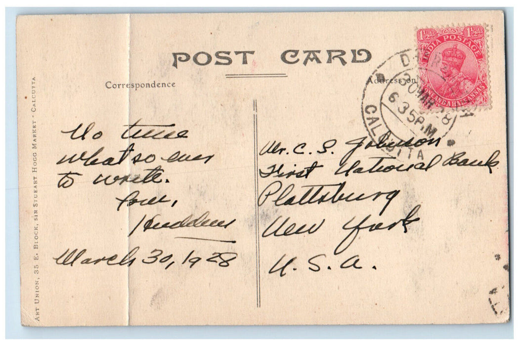 1928 Building of Howrah Station Calcutta India Vintage Posted Postcard