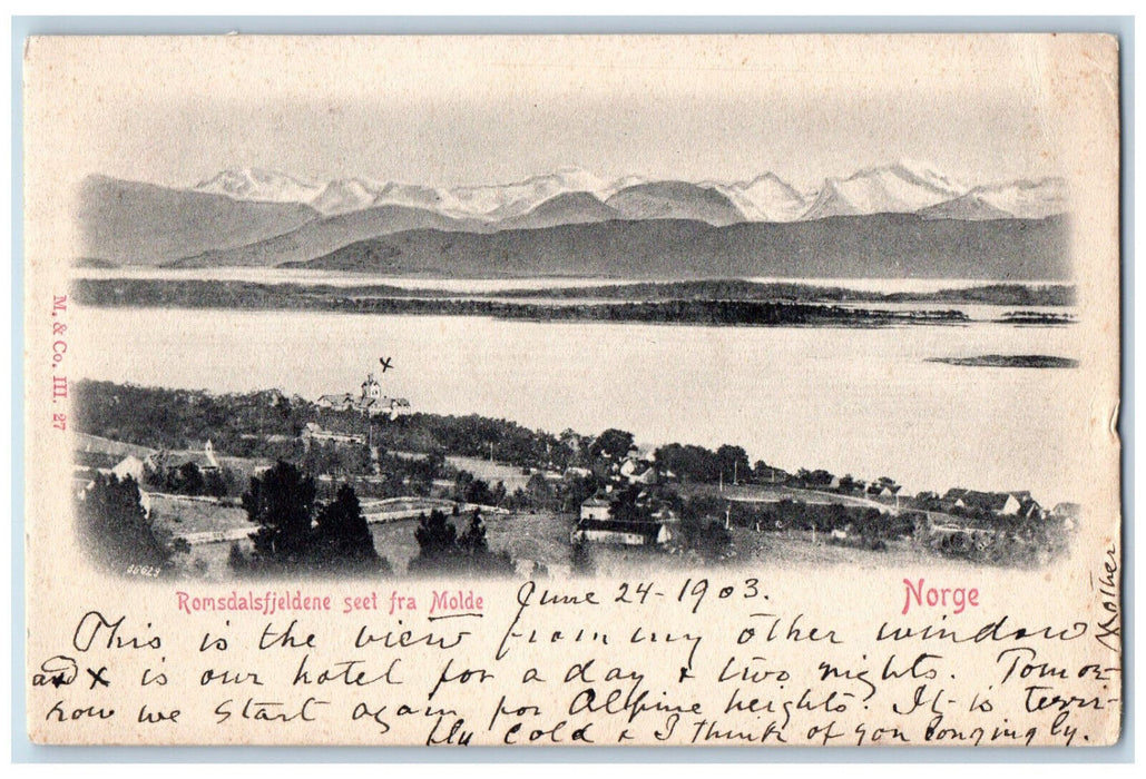 1903 The Romsdal Mountains Seen From Molde Norway Antique Posted Postcard
