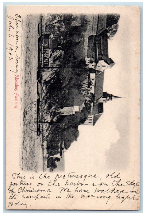 1903 House Boating River Akershus Fortress Oslo Norway Posted Antique Postcard