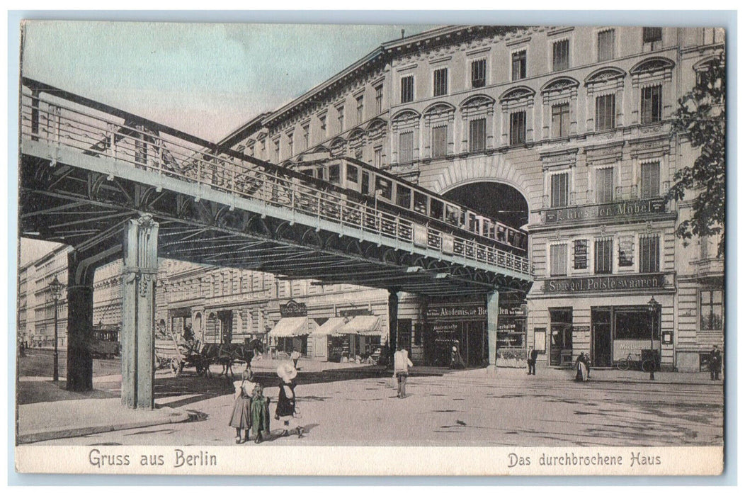 c1910 The Broken House Greetings from Berlin Germany Antique Postcard