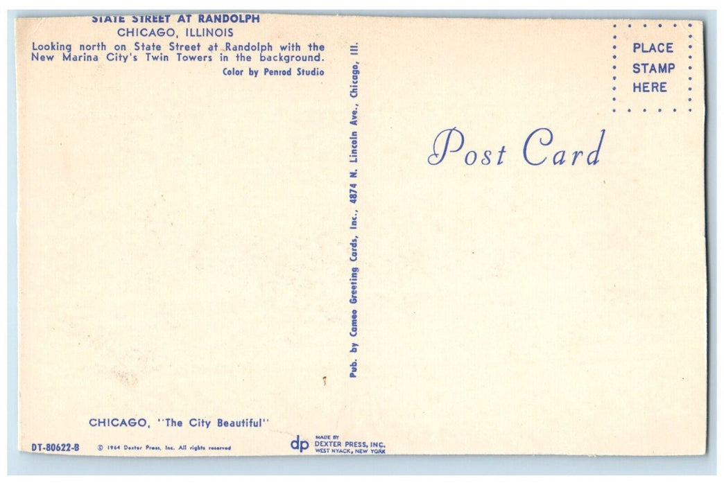 c1960 State Street Randolph Twin Tower Chicago Illinois Vintage Antique Postcard