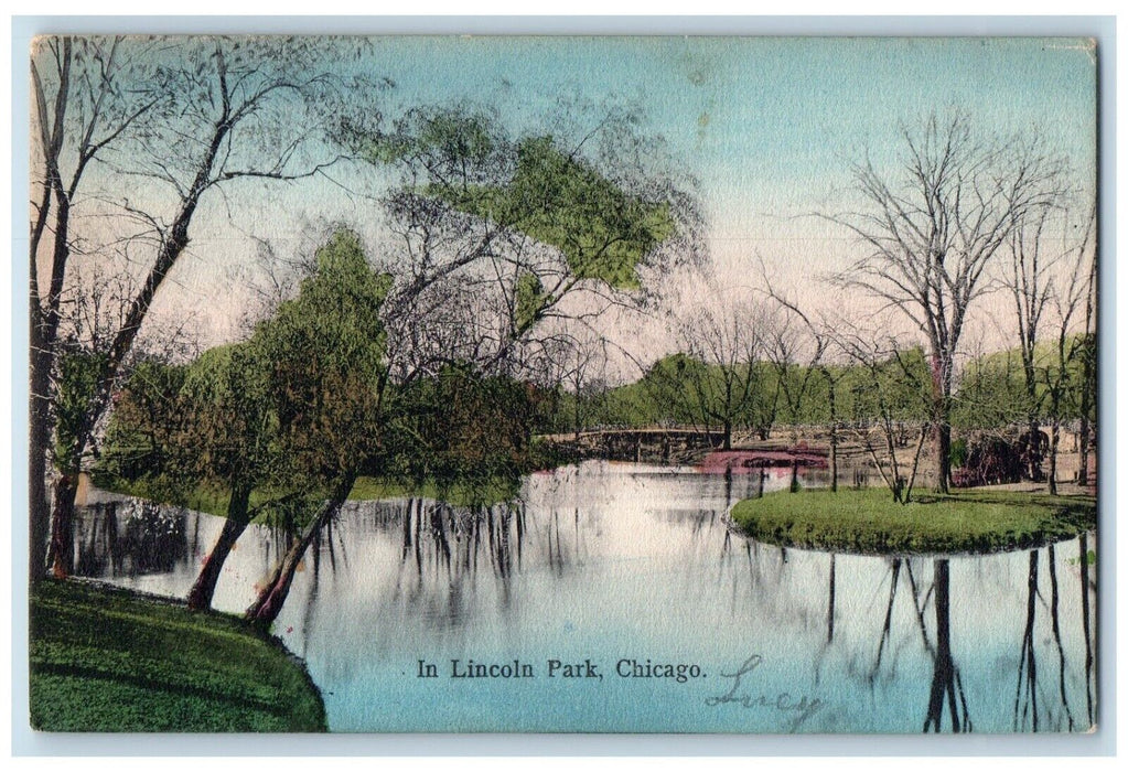 c1910 Scenic View Lincoln Park Lake River Chicago Illinois IL Unposted Postcard