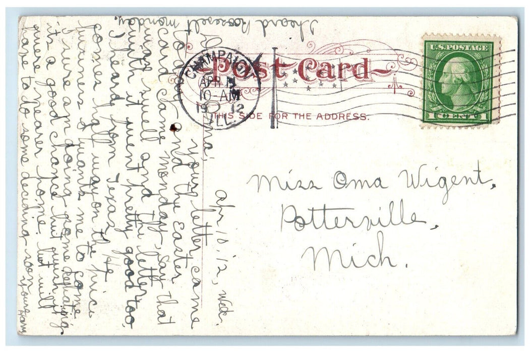 1912 Library University Illinois Champaign Illinois IL Vintage Antique Postcard