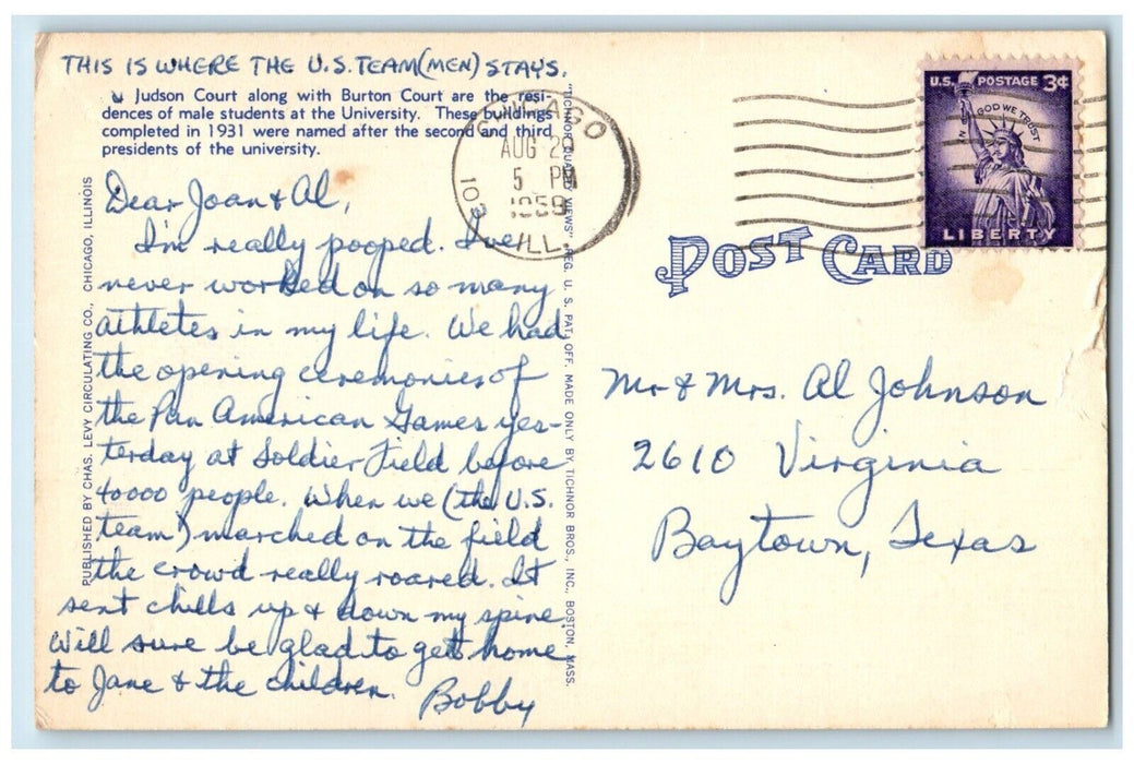 1959 Exterior View Judson Court Building University Chicago Illinois IL Postcard