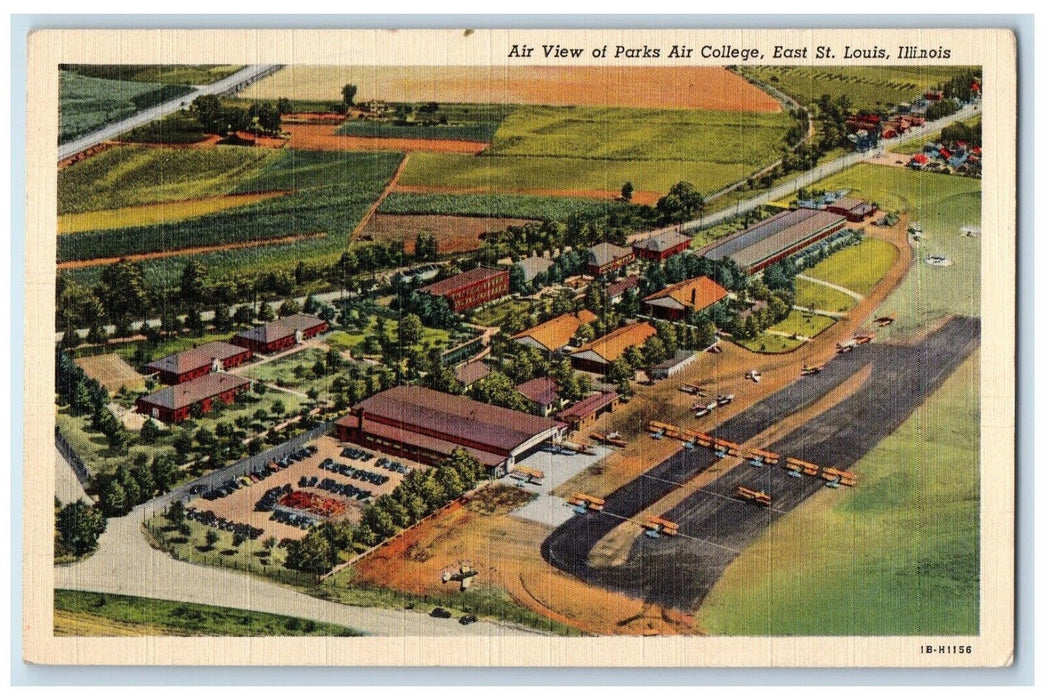 1941 Air View Parks Air College East St Louis Illinois Antique Vintage Postcard