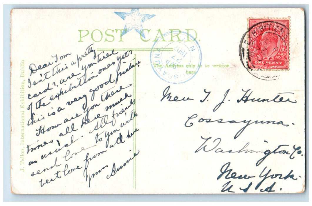 1907 Irish International Exhibition Dubline Ireland Moonlight Scene Postcard