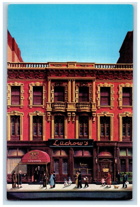 c1960 Exterior View Luchow Restaurant Building New York City NY Antique Postcard