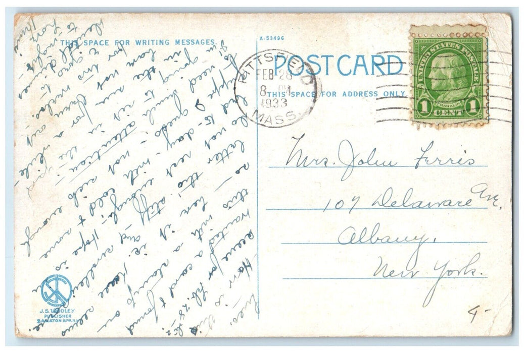 1933 Boat House At Silver Bay On Lake George New York NY, Canoeing Postcard