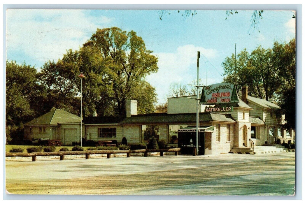 1953 Exterior View Evergreens Building Street Road Dundee Illinois IL Postcard