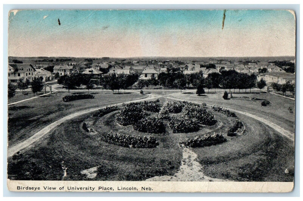 1912 Birds Eye View Of University Place Lincoln Nebraska NE Antique Postcard