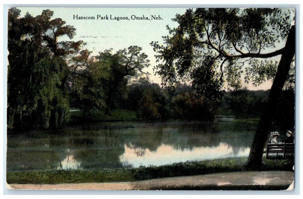1911 View Of Hanscom Park Lagoon Omaha Nebraska NE Posted Antique Postcard