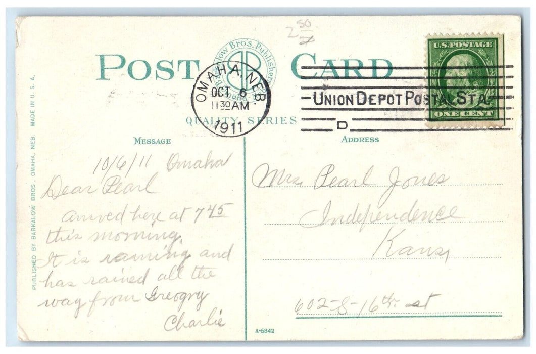 1911 View Of Hanscom Park Lagoon Omaha Nebraska NE Posted Antique Postcard