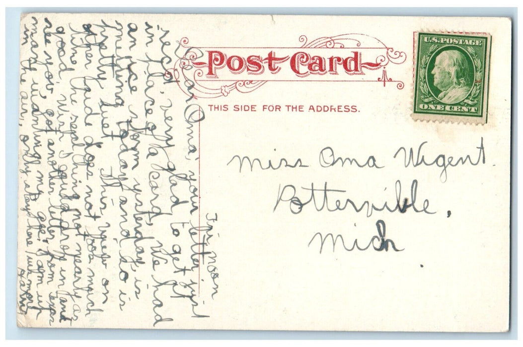 c1910 Aerial View Main Street Buildings Road Champaign Illinois Vintage Postcard