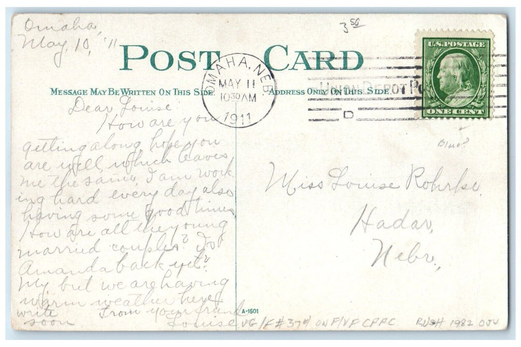 1911 View Of River Front Omaha Nebraska NE, Bridge Railroad Antique Postcard