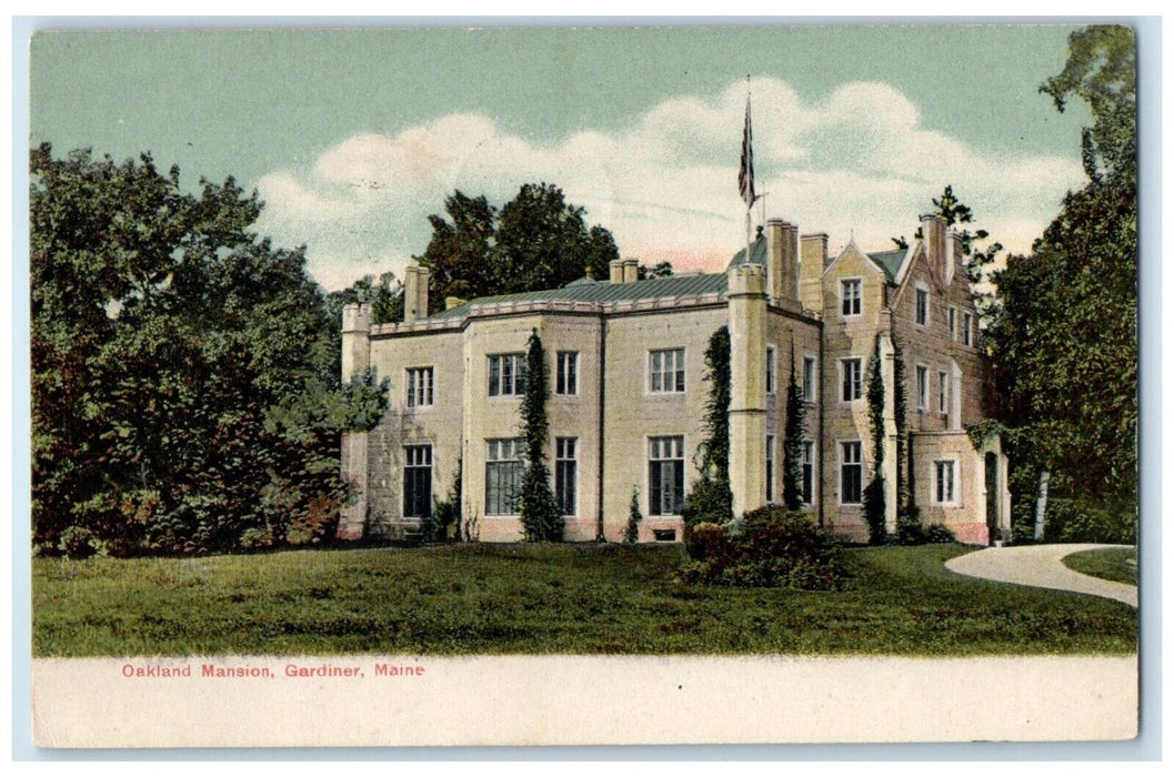 1908 View Of Oakland Mansion House Gardiner Maine ME Posted Antique Postcard