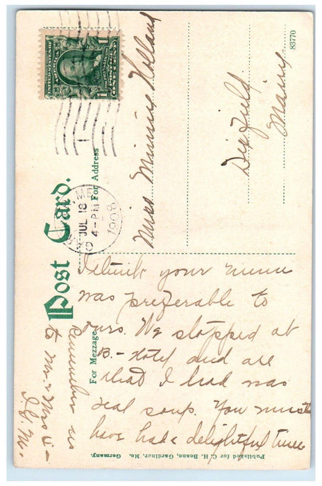 1908 View Of Oakland Mansion House Gardiner Maine ME Posted Antique Postcard