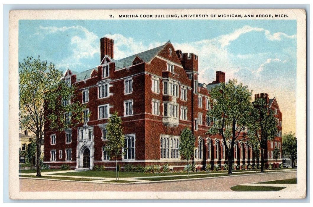 c1910 Martha Cook Building University Michigan Road Ann Arbor Michigan Postcard