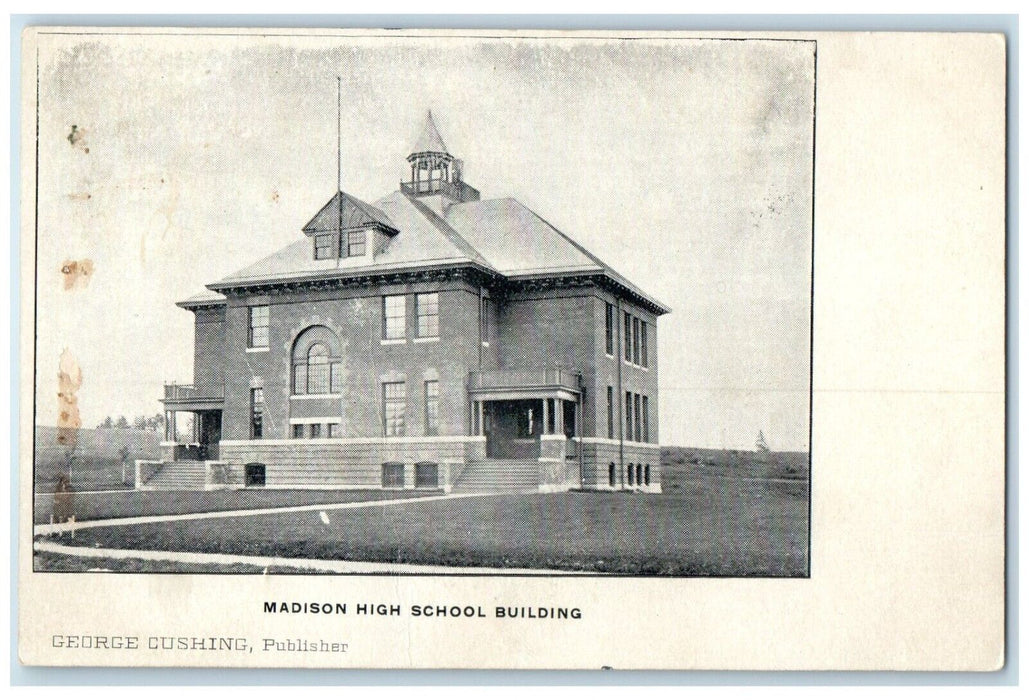 c1905 Madison High School Building Campus Madison Maine ME Antique Postcard
