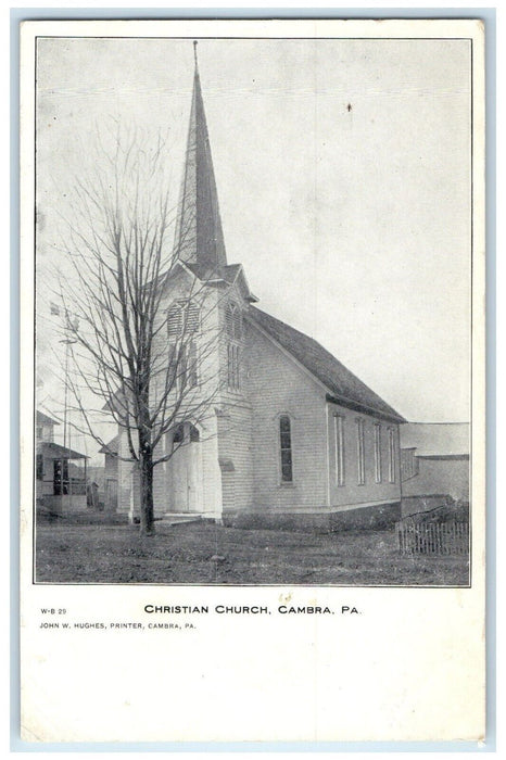 c1905 Christian Church Cambra Pennsylvania PA Unposted Antique Postcard