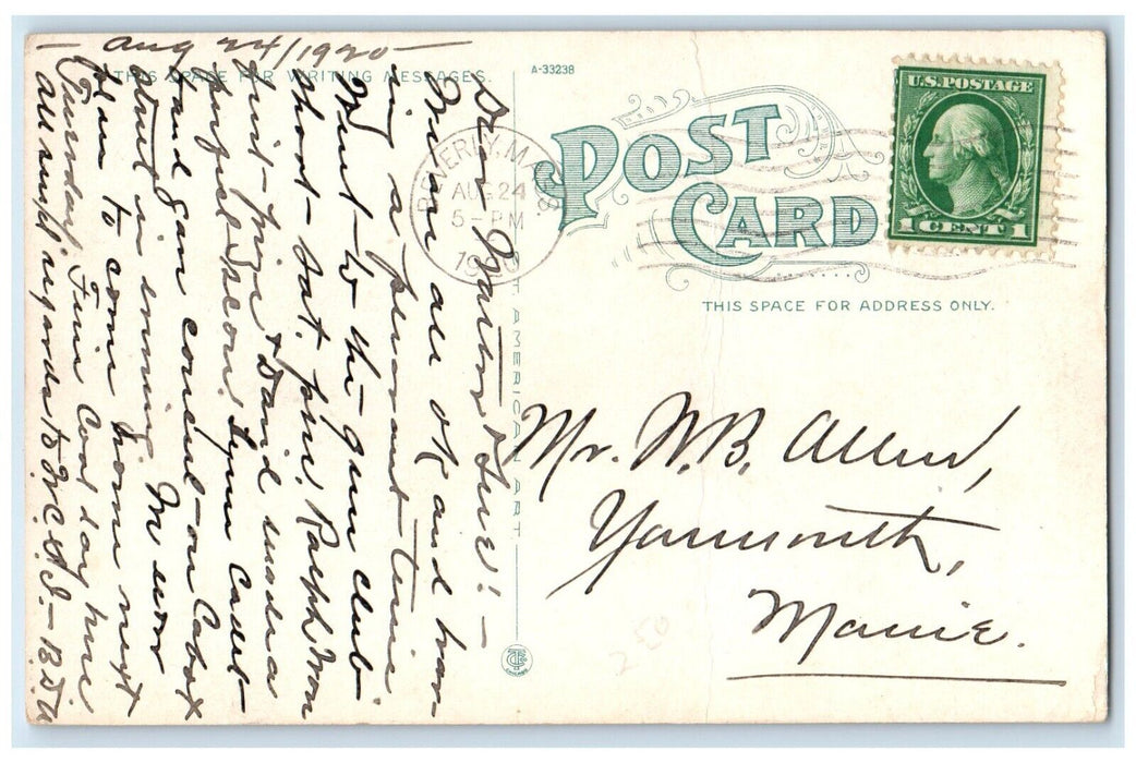 1920 View Of Broadway Beverly Massachusetts MA, Tree Lined Vintage Postcard