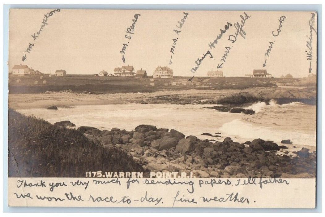 c1910's Residence Home View Warren Point Rhode Island RI RPPC Photo Postcard