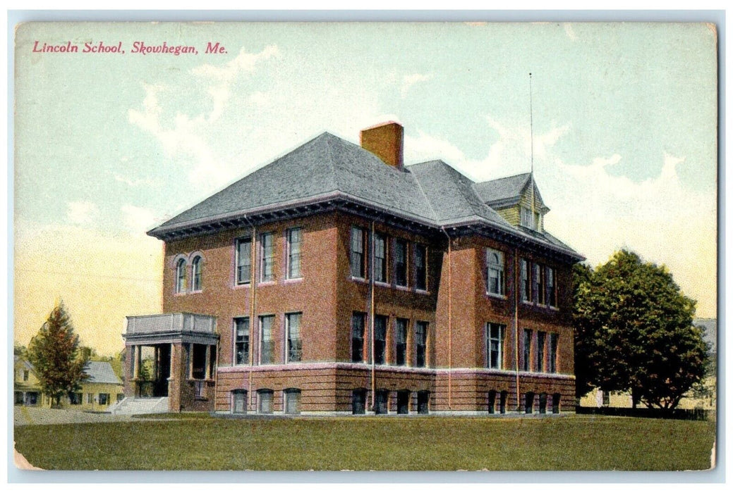 c1910's Lincoln School Building Campus Skowhegan Maine ME Antique Postcard