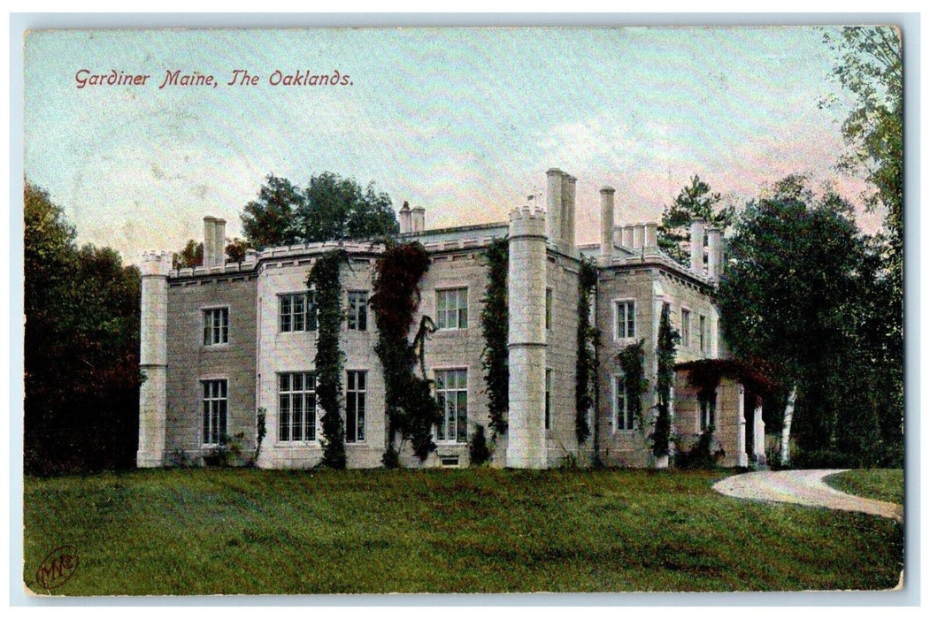 c1910's The Oaklands Building Gardiner Maine ME Posted Antique Postcard
